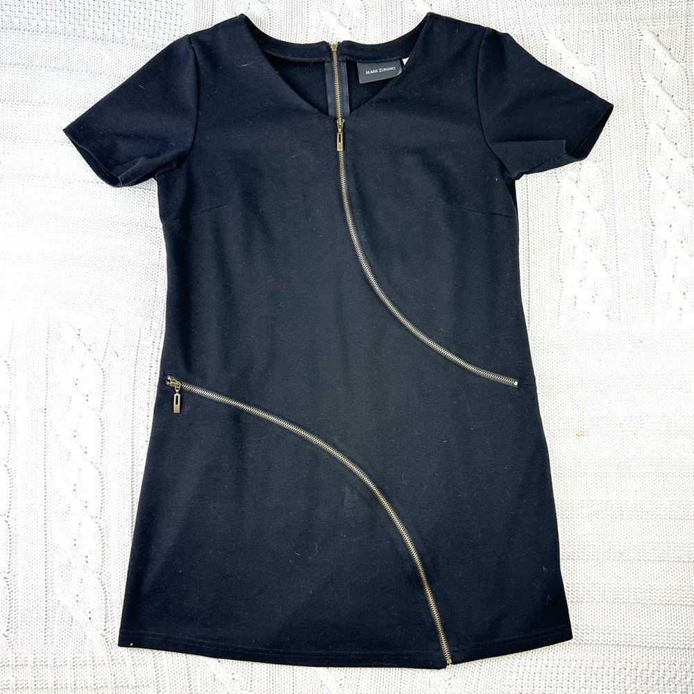 Mark Zunino Black Zipper Shift Dress size Small